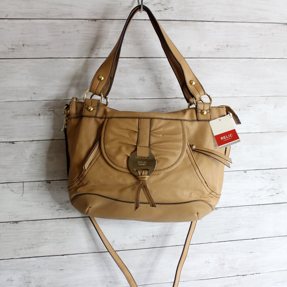 Relic Shoulder Bag Handbag Purse Tan Brown Crossbody Strap